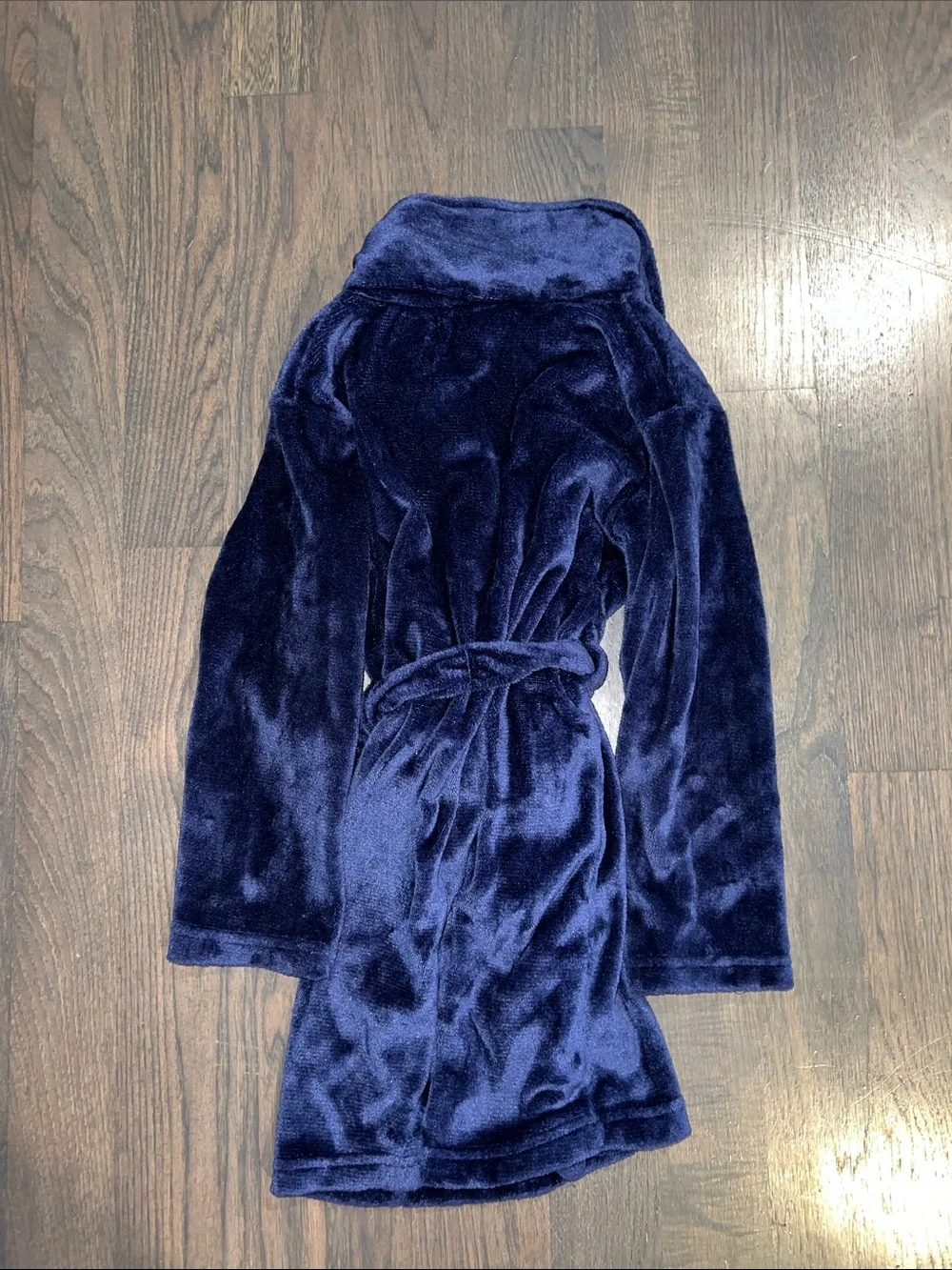 Max & Olivia Kids Plush Navy Blue Hoodless Bath Robe with Belt S-M(8/10)